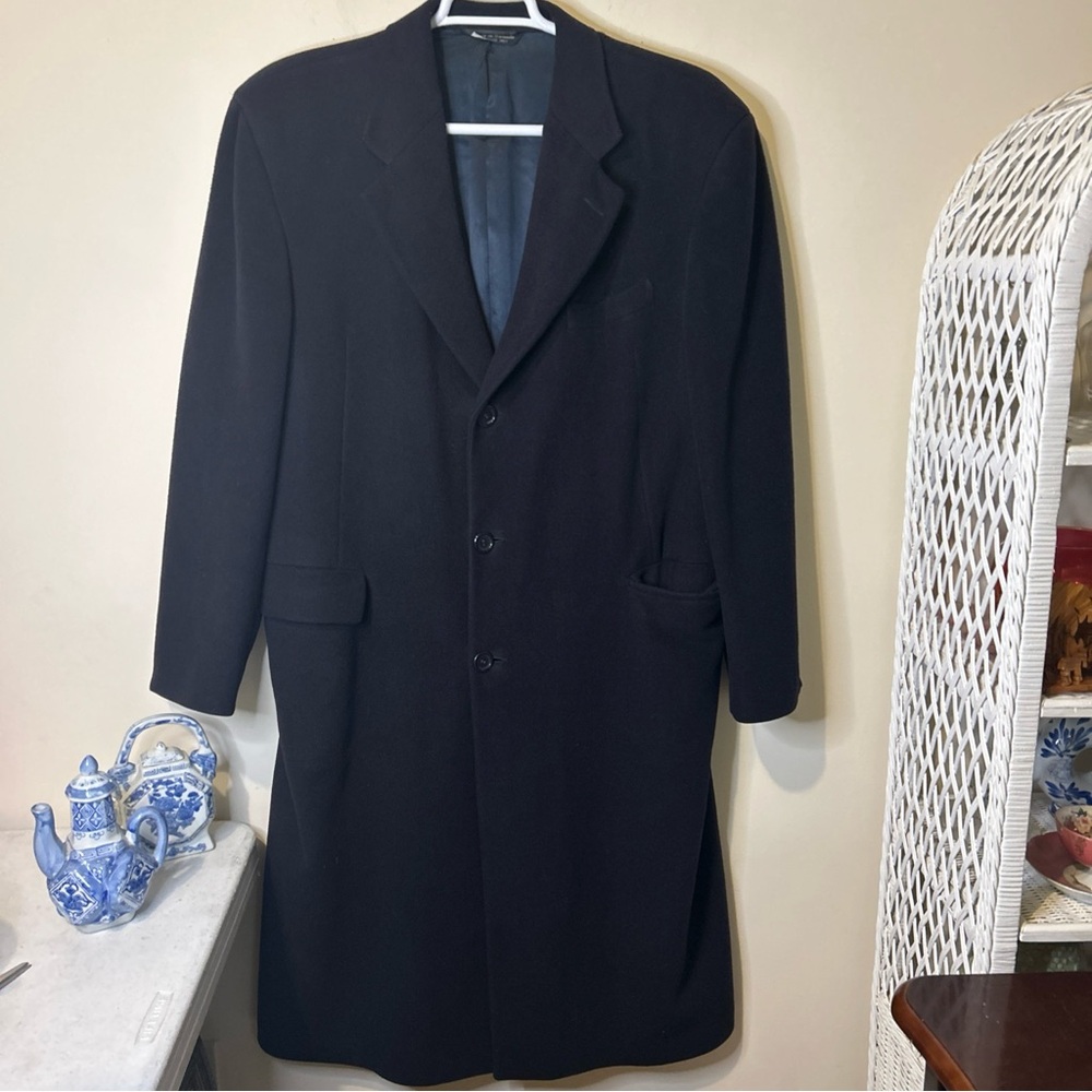 Vintage Kilgour French & Stanbury Barneys NYC Trench Coat Men’s Black Tailored